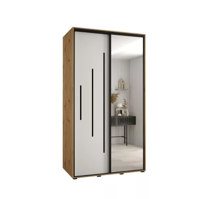 YVONA 13 gardróbszekrény - 130/60 cm, artisan tölgy / fehér / fekete