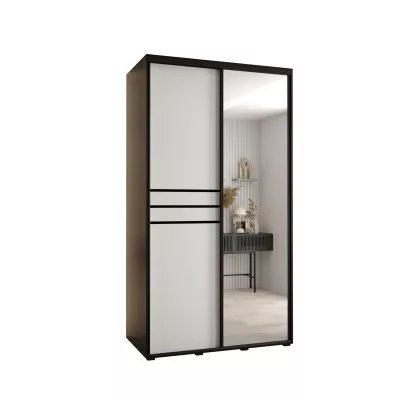 YVONA 11 gardróbszekrény - 140/60 cm, fekete / fehér / fekete