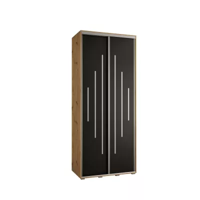 YVONA 12 gardróbszekrény - 100/60 cm, artisan tölgy / fekete / ezüst
