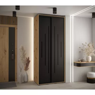 YVONA 12 gardróbszekrény - 120/60 cm, artisan tölgy / fekete / fekete