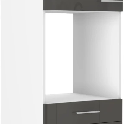 LAJLA beépített sütőhöz való konyhaszekrény fiókokkal - szélesség 60 cm, szürke / fehér
