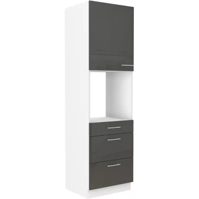 LAJLA beépített sütőhöz való konyhaszekrény fiókokkal - szélesség 60 cm, szürke / fehér
