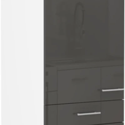LAJLA fiókos élelmiszerszekrény - szélesség 60 cm, szürke / fehér