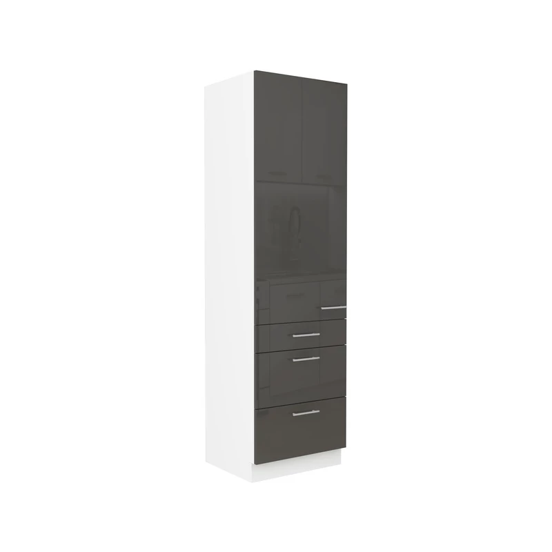 LAJLA fiókos élelmiszerszekrény - szélesség 60 cm, szürke / fehér