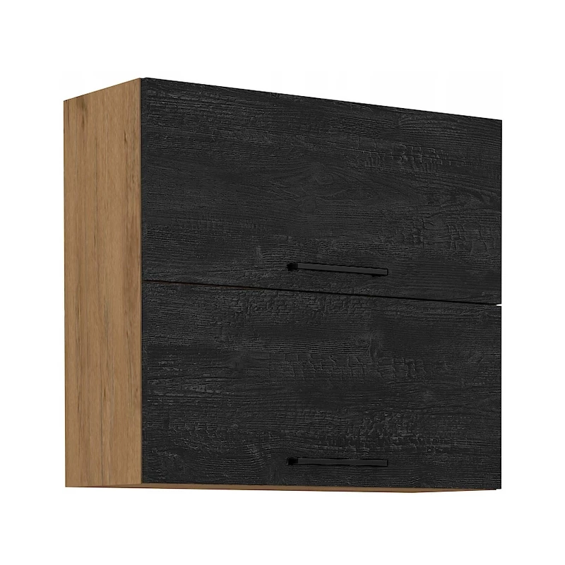 VANYA felső felnyitható szekrény - szélesség 80 cm, sötét fa / lancelot tölgy