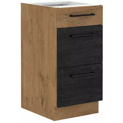 VANYA fiókos konyhaszekrény - szélesség 40 cm, sötét fa / lancelot tölgy