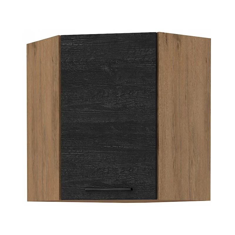 VANYA felső sarokszekrény - 60x60 cm, sötét fa / lancelot tölgyfa