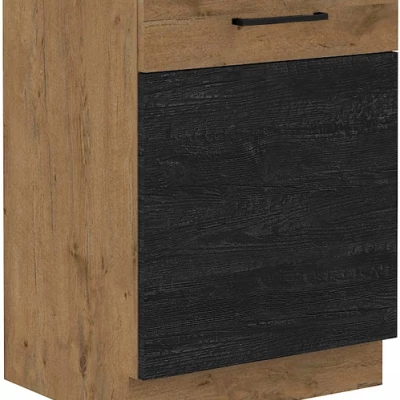 Alsó, egyajtós VANYA szekrény - szélesség 60 cm, sötét fa / lancelot tölgyfa