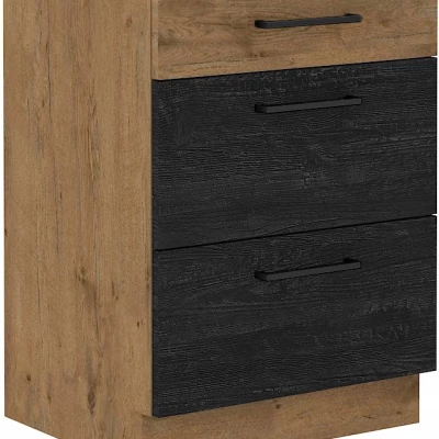 VANYA komód - szélesség 60 cm, sötét fa / lancelot tölgyfa