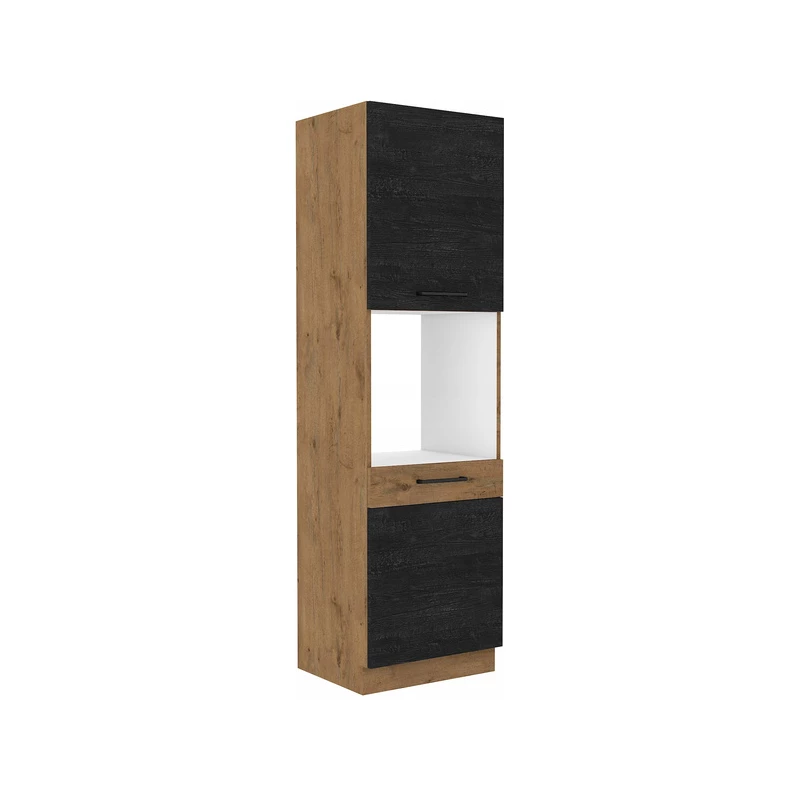 VANYA konyhai szekrény beépített sütőhoz- szélesség 60 cm, sötét fa / lancelot tölgyfa