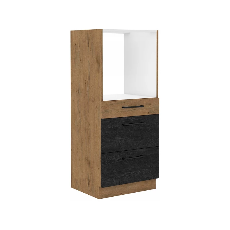 Beépített sütőszekrény fiókokkal VANYA - szélesség 60 cm, sötét fa / lancelot tölgyfa