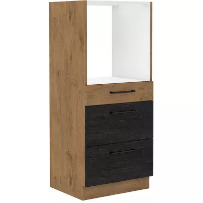 Beépített sütőszekrény fiókokkal VANYA - szélesség 60 cm, sötét fa / lancelot tölgyfa