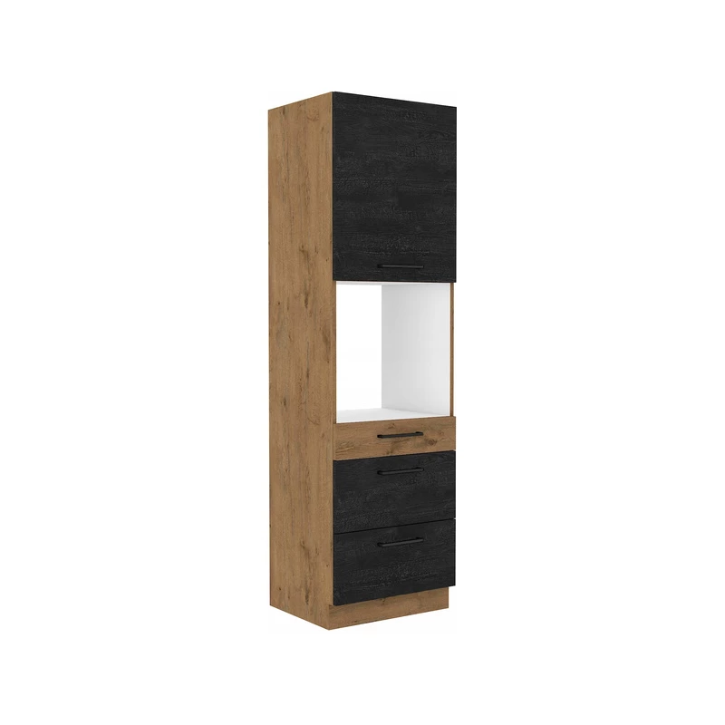 Beépített sütőhöz való konyhaszekrény fiókokkal VANYA - szélesség 60 cm, sötét fa / lancelot tölgy