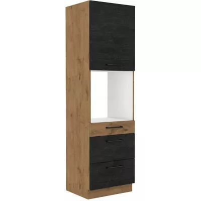 Beépített sütőhöz való konyhaszekrény fiókokkal VANYA - szélesség 60 cm, sötét fa / lancelot tölgy