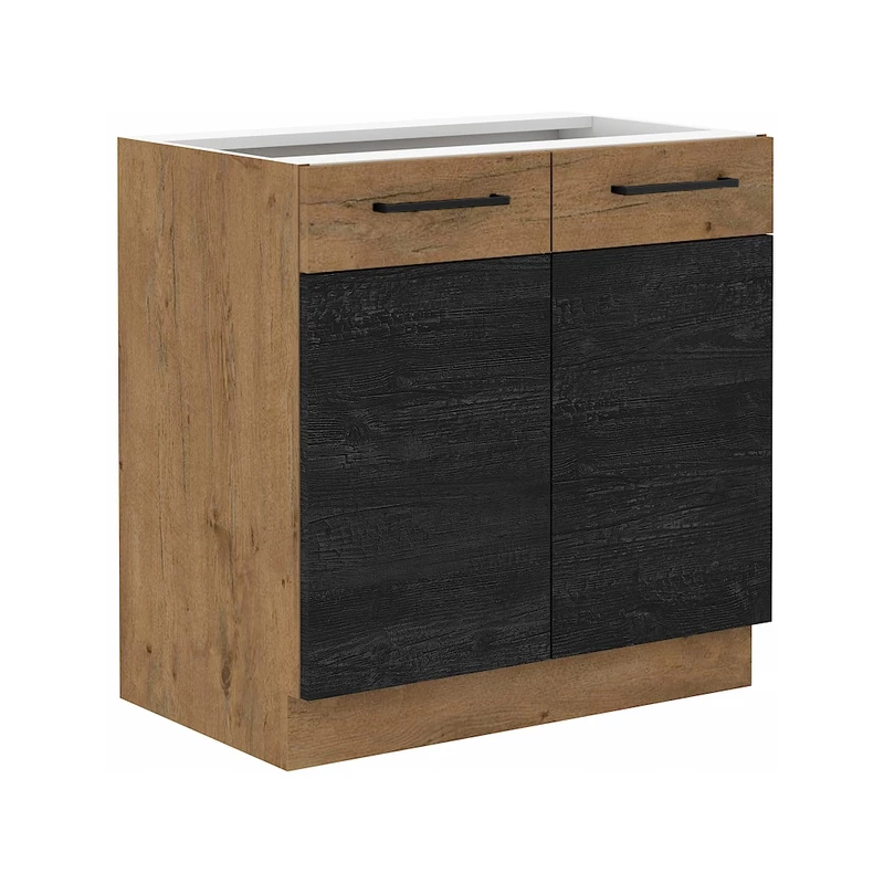 Alsó kétajtós VANYA szekrény - szélesség 80 cm, sötét fa / lancelot tölgyfa