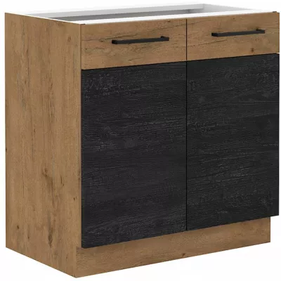 Alsó kétajtós VANYA szekrény - szélesség 80 cm, sötét fa / lancelot tölgyfa