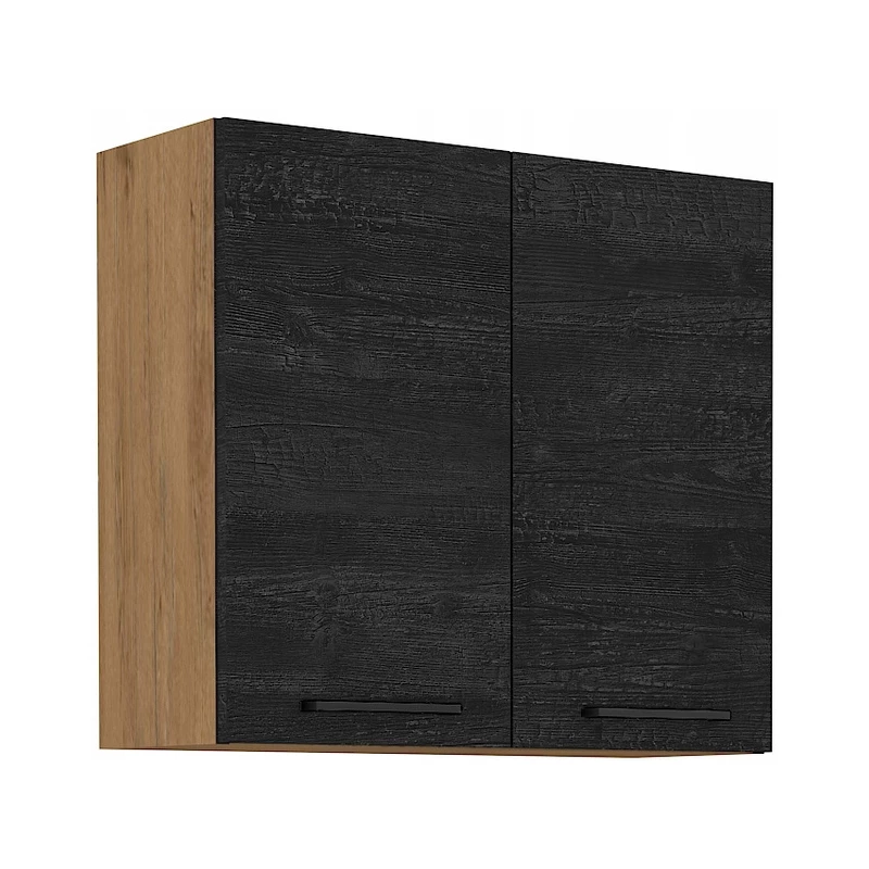 VANYA felső konyhaszekrény - szélesség 80 cm, sötét fa / lancelot tölgy