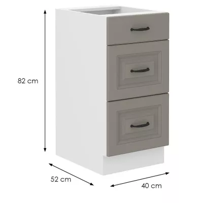 Konyhaszekrény fiókokkal SOPHIA - szélesség 40 cm, világos szürke / fehér