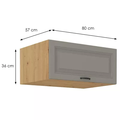SOPHIA mély páraelszívós szekrény - szélesség 80 cm, világos szürke / artisan tölgy
