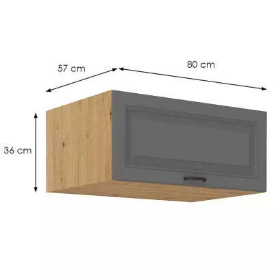 SOPHIA mély páraelszívós szekrény - szélesség 80 cm, szürke / artisan tölgy