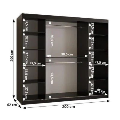 SHERYL 1 gardróbszekrény - 200 cm, fehér / ezüst