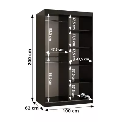 SHERYL 1 gardróbszekrény - 100 cm, fehér / ezüst