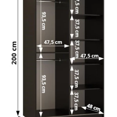 SHERYL 1 gardróbszekrény - 100 cm, fekete / fekete