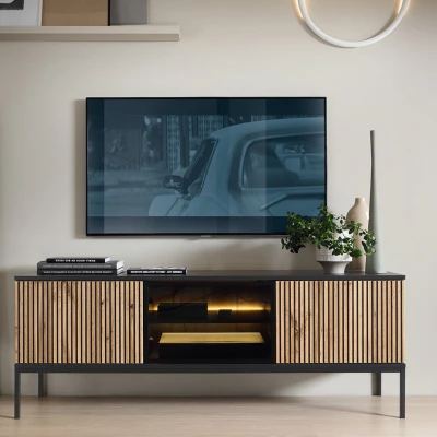 TV állvány RHOME - Wotan tölgy / fekete grafit + INGYENES LED világítás