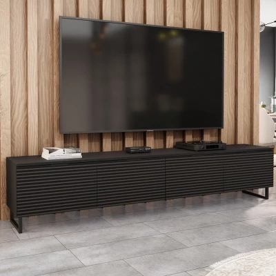 Széles TV-állvány lábakon OVERTON - 200 cm, fekete grafit