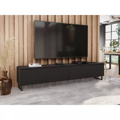 Széles TV-állvány lábakon OVERTON - 200 cm, fekete grafit