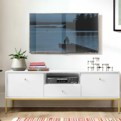 PANRUP modern TV-asztal - fehér / arany