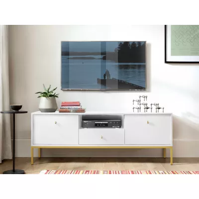 PANRUP modern TV-asztal - fehér / arany