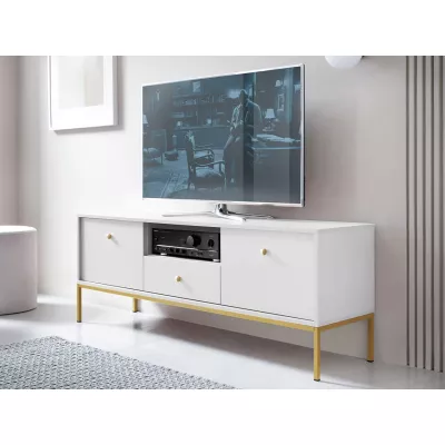 PANRUP modern TV-asztal - fehér / arany