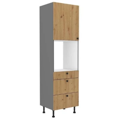 Beépített sütőszekrény fiókokkal NOMIN - szélesség 60 cm, artisan tölgy / antracit