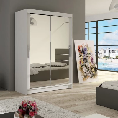Keskeny tükrös gardróbszekrény 120 cm GASPARA 7 - fehér