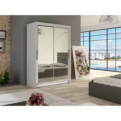 Keskeny tükrös gardróbszekrény 120 cm GASPARA 7 - fehér