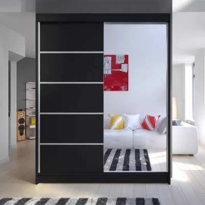 Tükrös gardrób 150 cm PIRITU 3 - fekete