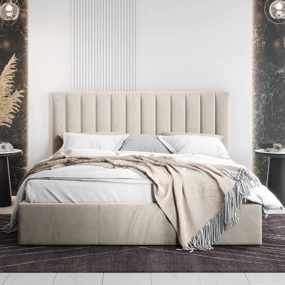 Kárpitozott franciaágy 160x200 SELHOM - bézs