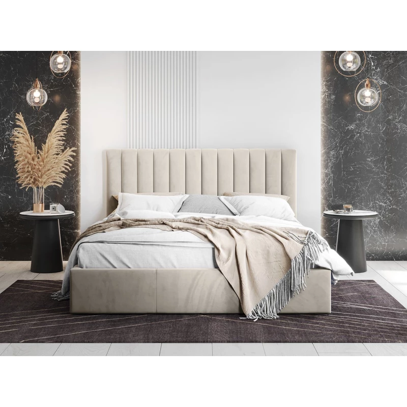 Kárpitozott franciaágy 160x200 SELHOM - bézs
