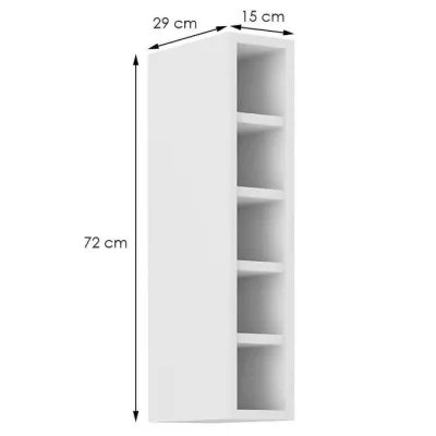 SABRYA felső nyitott szekrény - szélesség 15 cm, fehér