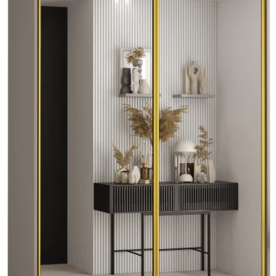 INDIRA 2 gardróbszekrény - 140/60 cm, kasmír / arany