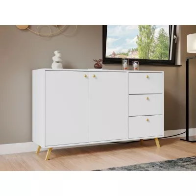 Kombinált fiókos szekrény a nappaliba JARELL - arany / fehér