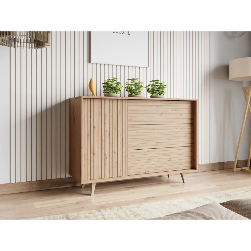 PRESIDIO széles, kombinált fiókos komód - artisan tölgyfa