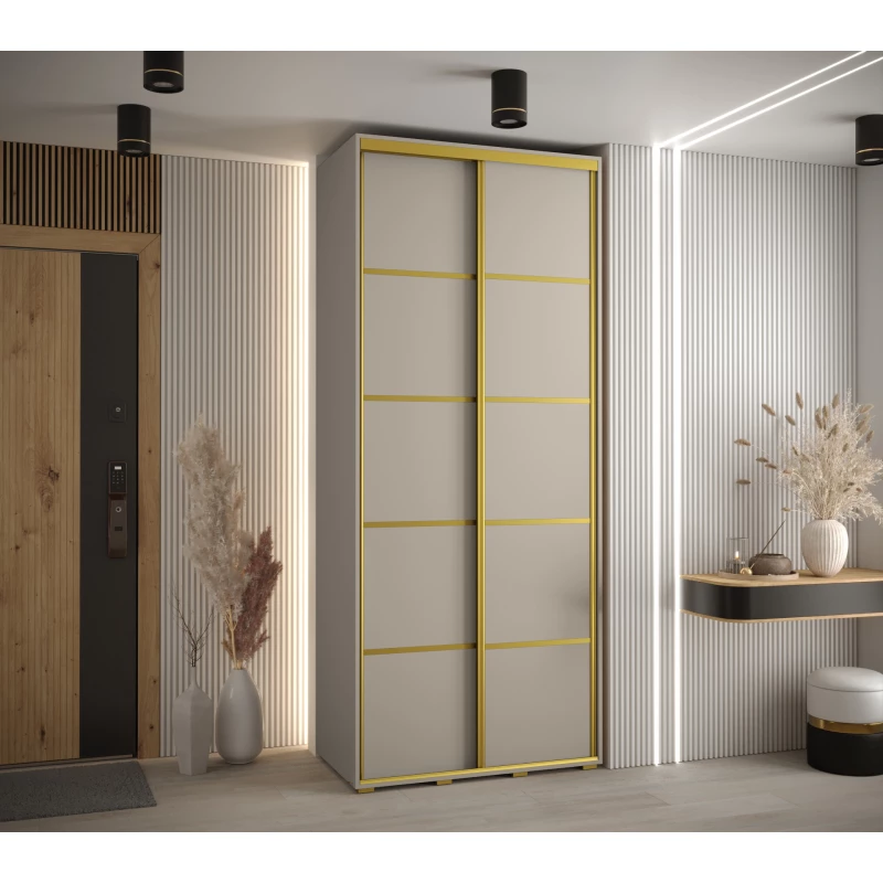INDIRA 4 gardróbszekrény - 120/60 cm, kasmír / arany
