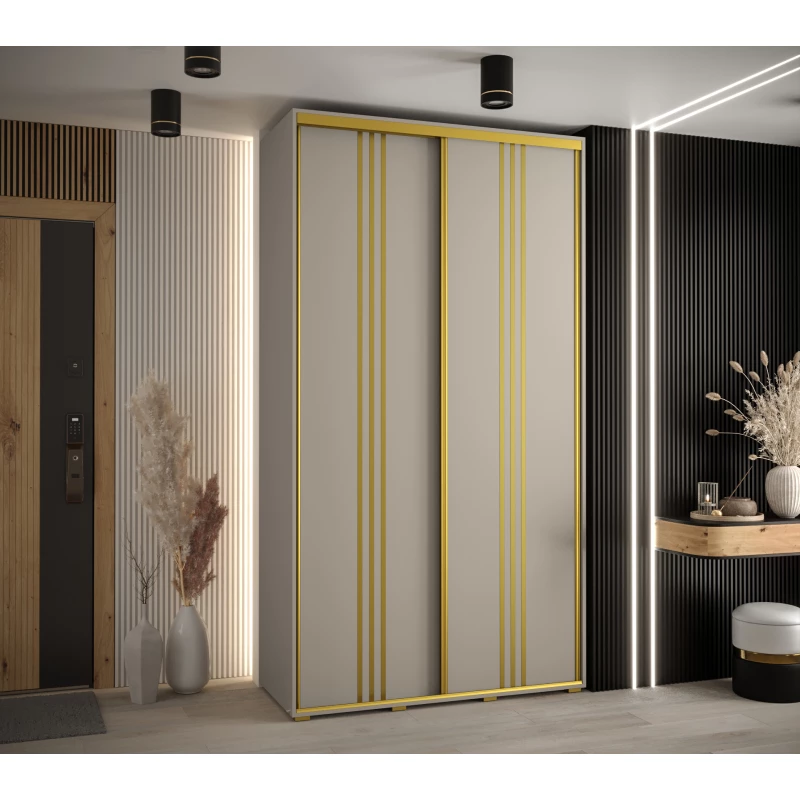 INDIRA 6 gardróbszekrény - 130/60 cm, kasmír / arany