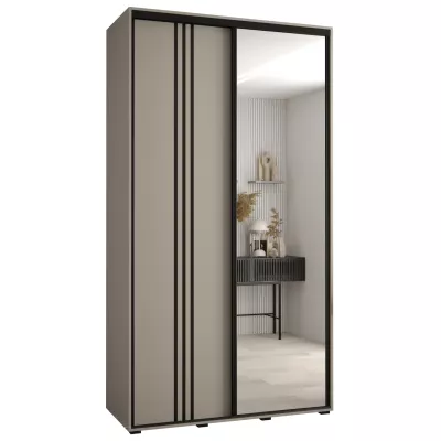 INDIRA 7 gardróbszekrény - 130/60 cm, kasmír / fekete