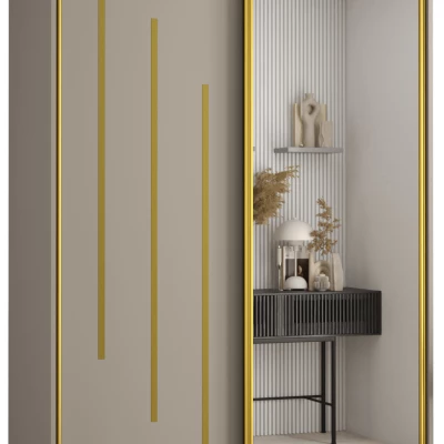 INDIRA 9 gardróbszekrény - 140/60 cm, kasmír / arany