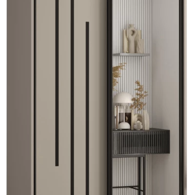 INDIRA 9 gardróbszekrény - 120/60 cm, kasmír / fekete