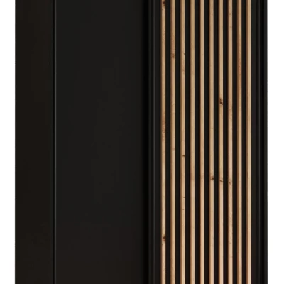 FIDELIA 1 gardróbszekrény - 110/60 cm, fekete / fekete / artisan tölgy
