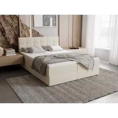 ELSIE 2 kárpitozott ágy 140x200 tárolóhellyel - világosbézs